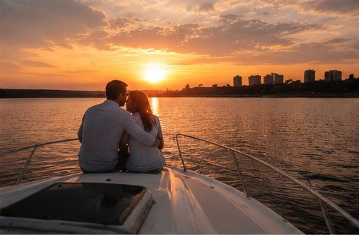 Pêcheur remontant sa prise au coucher du soleil